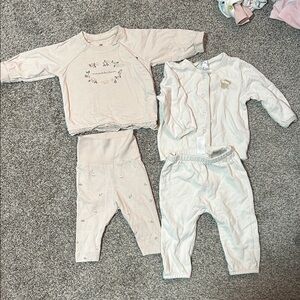 H&M Pink & Cream Baby Girls 4-Piece Outfit Set